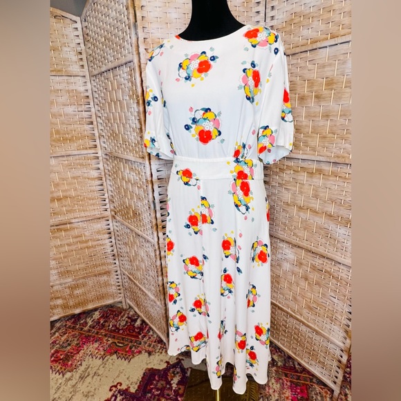 BODEN RUTH IVORY BOUQUET MIDI DRESS | Size 12 - Picture 4 of 12